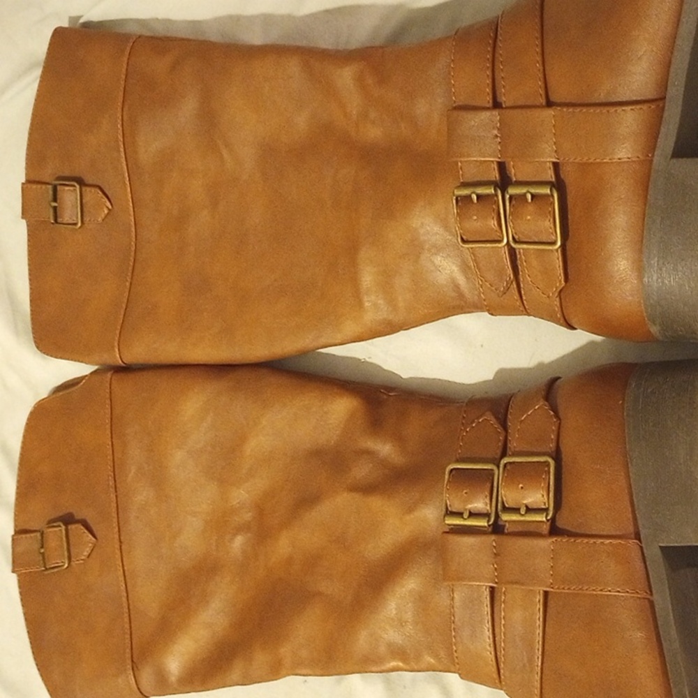 American Eagle Brown Knee-High Faux Leather Boots Size 9 - Picture 2 of 7